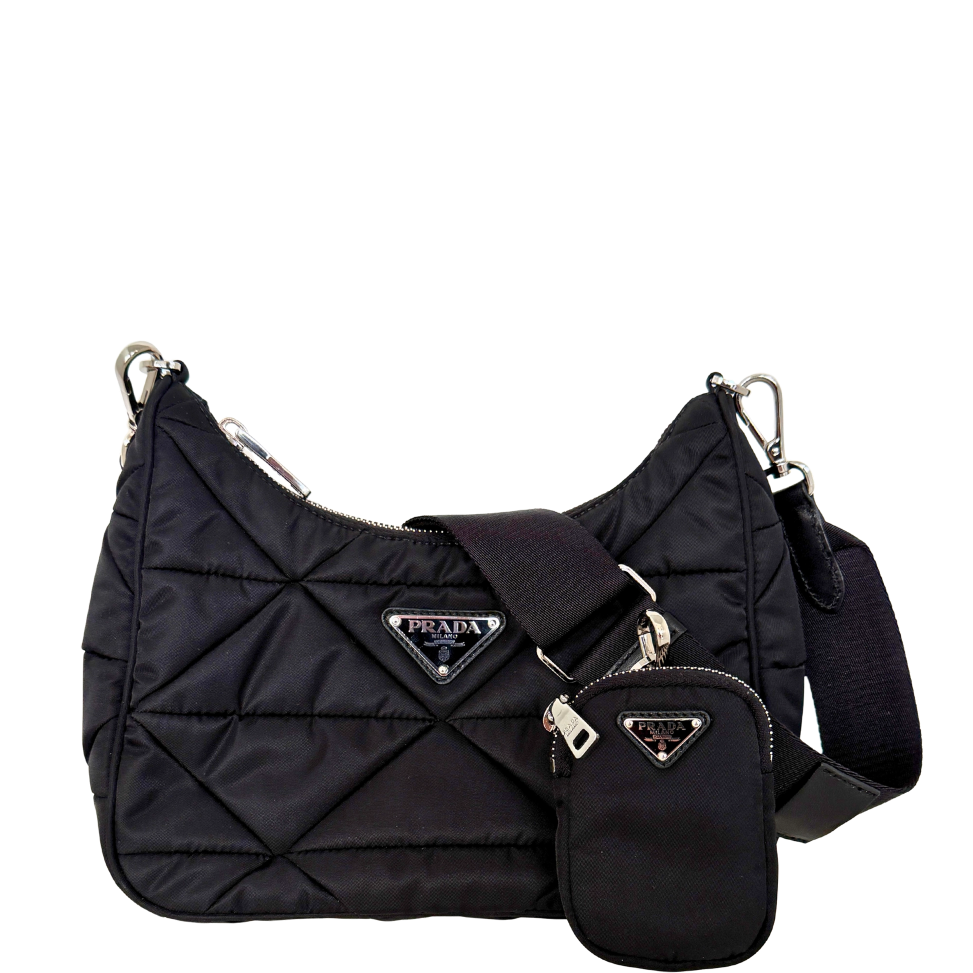 Prada Hobo Tasche Re-Nylon Padded Schultertasche schwarz 2025 / neuwertig Prada