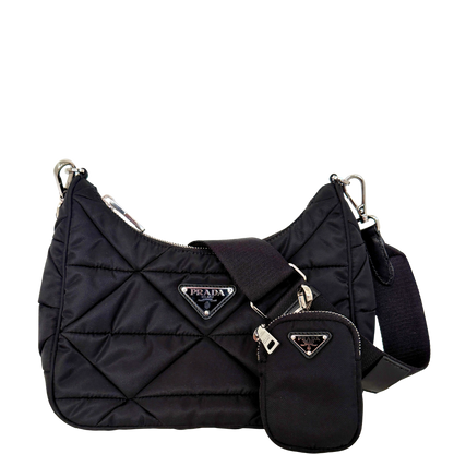 Prada Hobo Tasche Re-Nylon Padded Schultertasche schwarz 2025 / neuwertig Prada