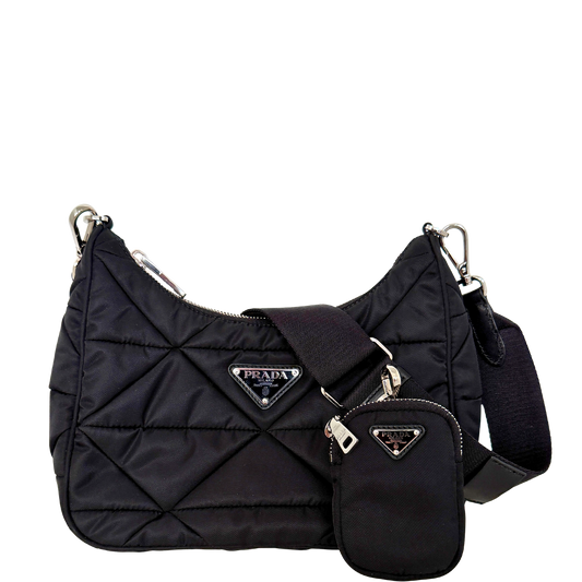 Prada Hobo Tasche Re-Nylon Padded Schultertasche schwarz 2025 / neuwertig Prada