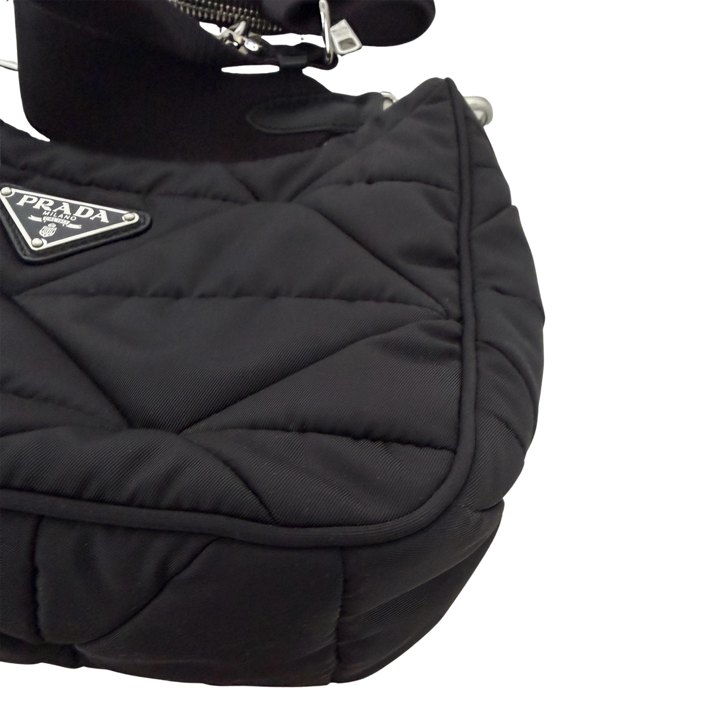 Prada Hobo Tasche Re-Nylon Padded Schultertasche schwarz 2025 / neuwertig Prada