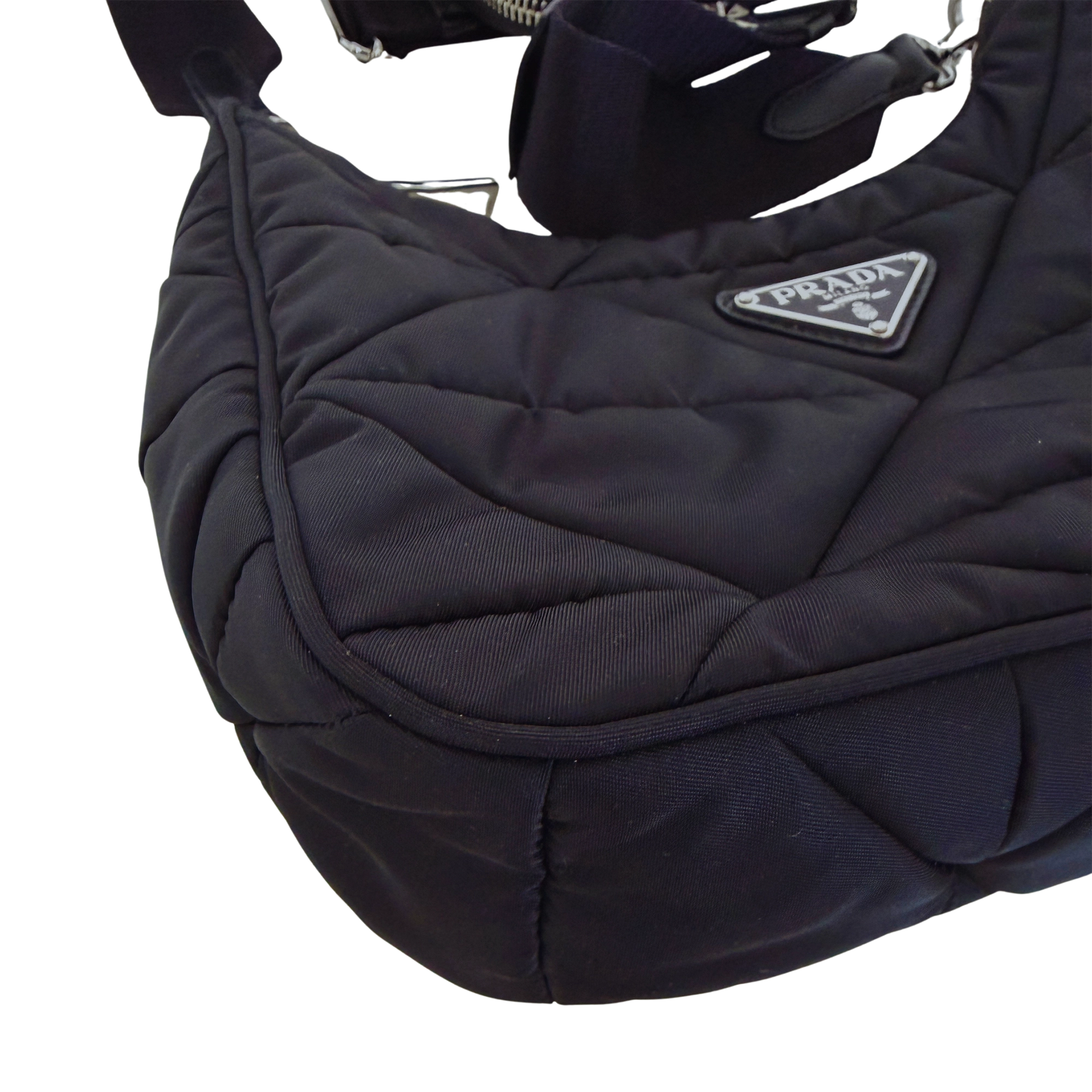 Prada Hobo Tasche Re-Nylon Padded Schultertasche schwarz 2025 / neuwertig Prada