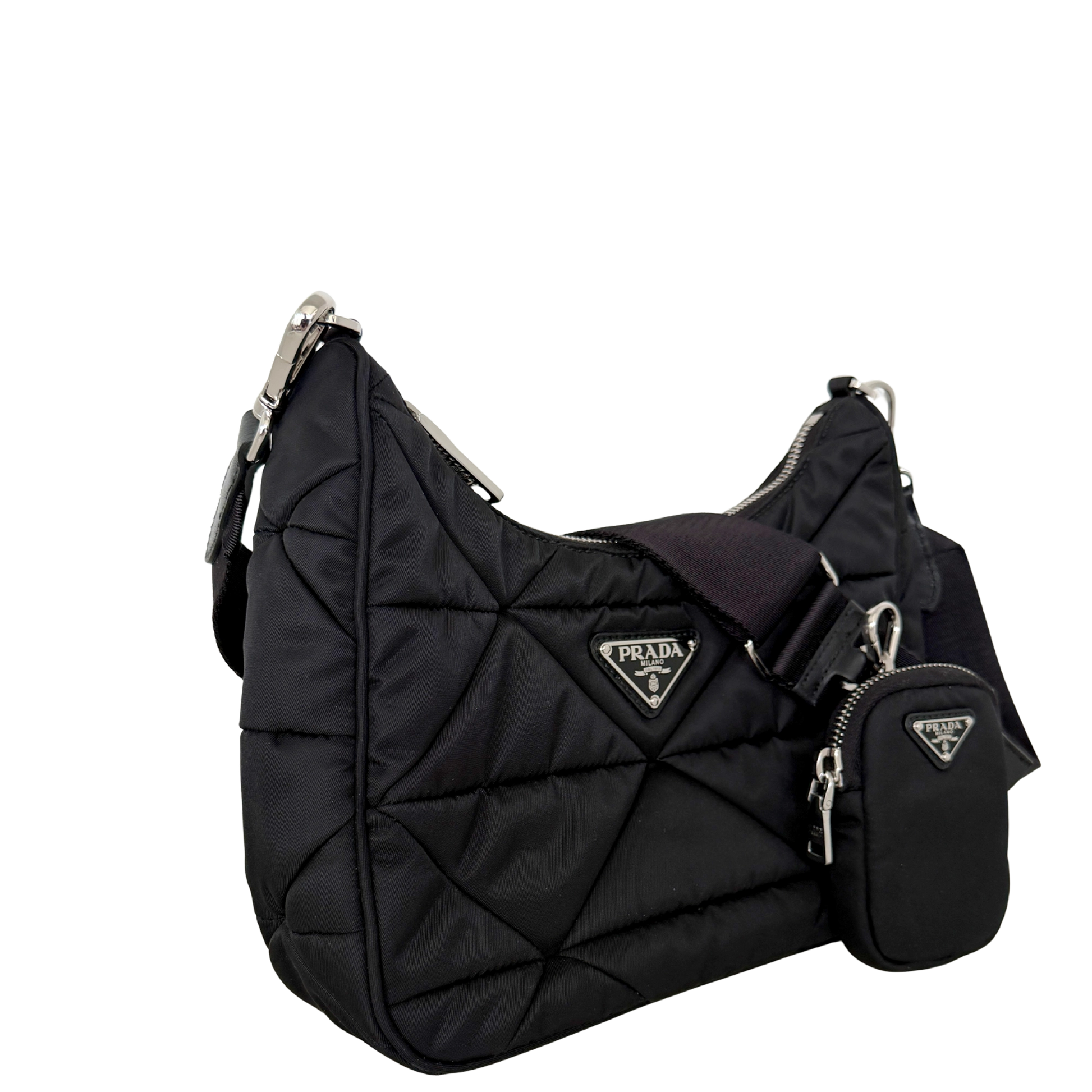 Prada Hobo Tasche Re-Nylon Padded Schultertasche schwarz 2025 / neuwertig Prada