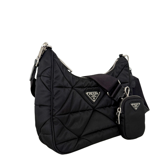 Prada Hobo Tasche Re-Nylon Padded Schultertasche schwarz 2025 / neuwertig Prada
