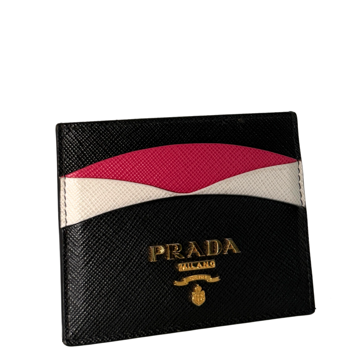 Prada Kartenetui aus Saffiano Leder Schwarz / sehr gut