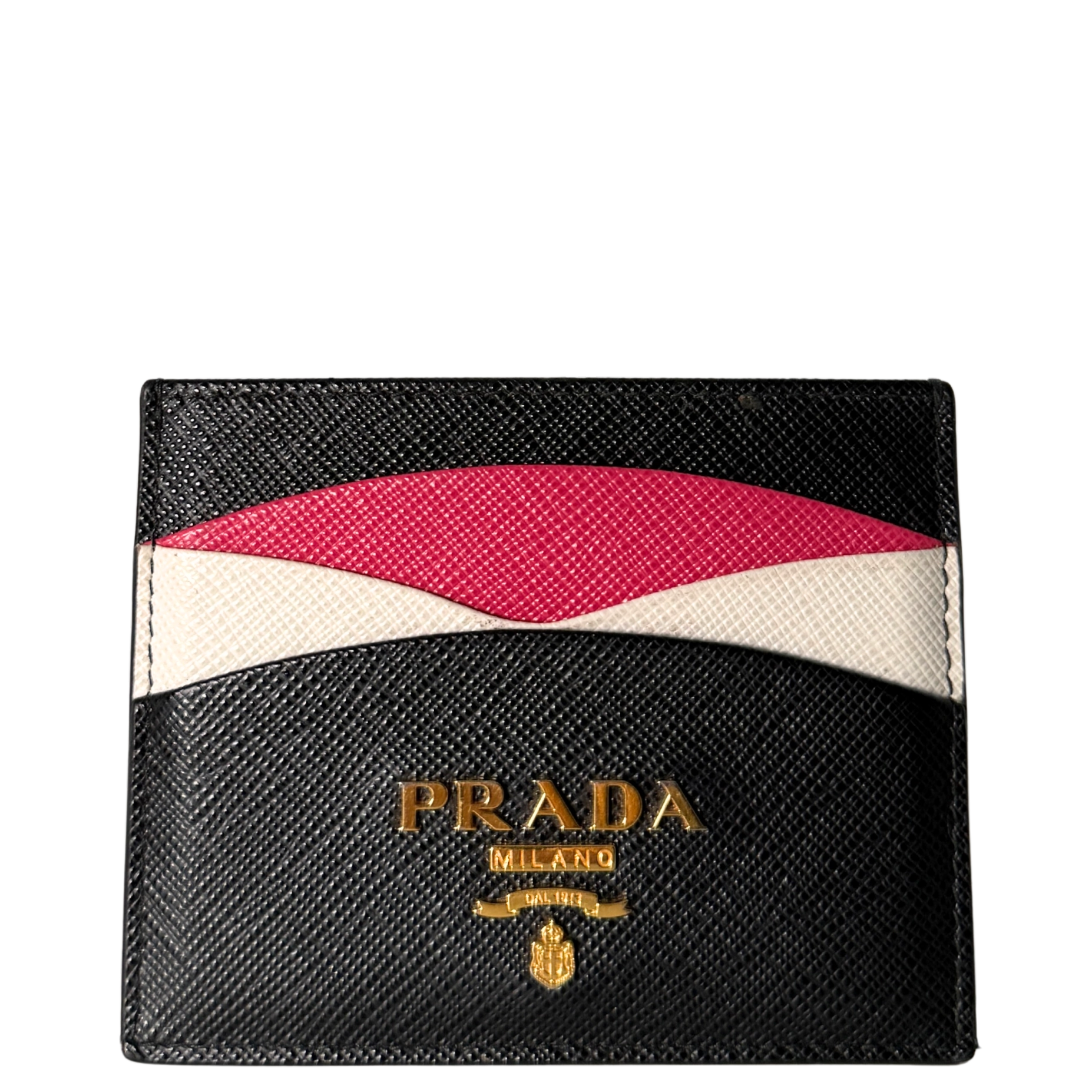 Prada Kartenetui aus Saffiano Leder Schwarz / sehr gut