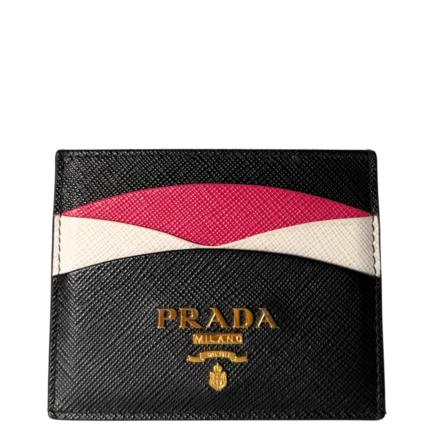 Prada Kartenetui aus Saffiano Leder Schwarz / sehr gut
