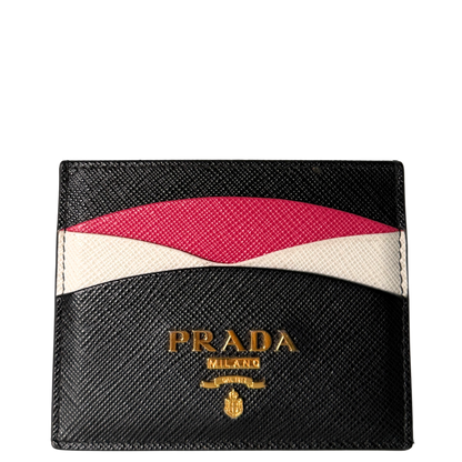 Prada Kartenetui aus Saffiano Leder Schwarz / sehr gut