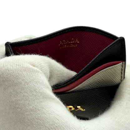 Prada Kartenetui aus Saffiano Leder Schwarz / sehr gut