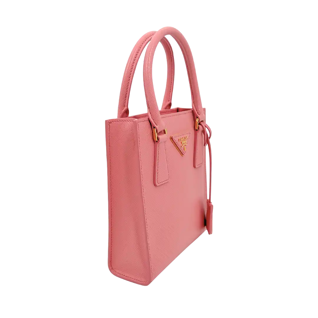 Prada kleine Handtasche mit Logo Saffiano Leder pink Fullset / ungetragen Prada