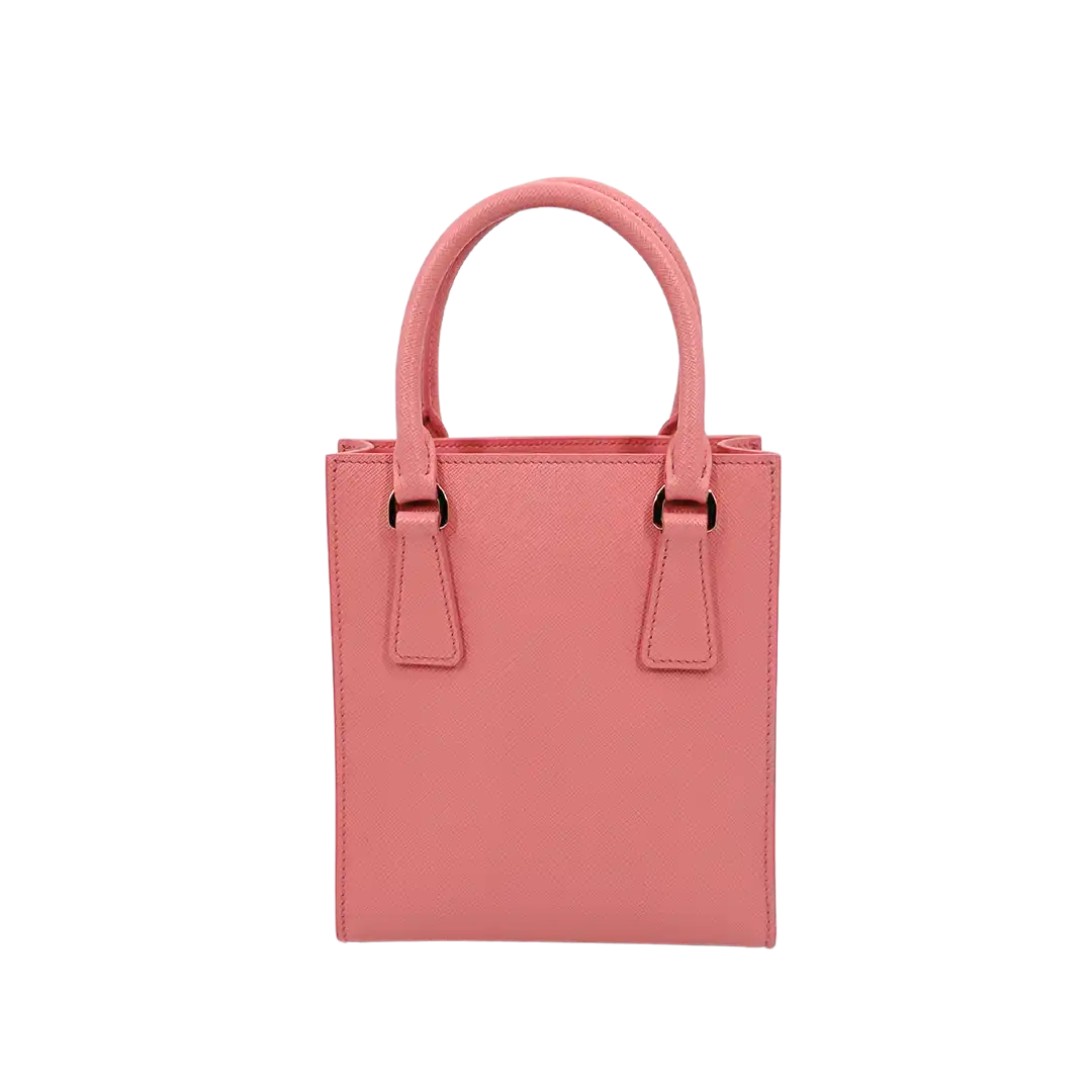 Prada kleine Handtasche mit Logo Saffiano Leder pink Fullset / ungetragen Prada