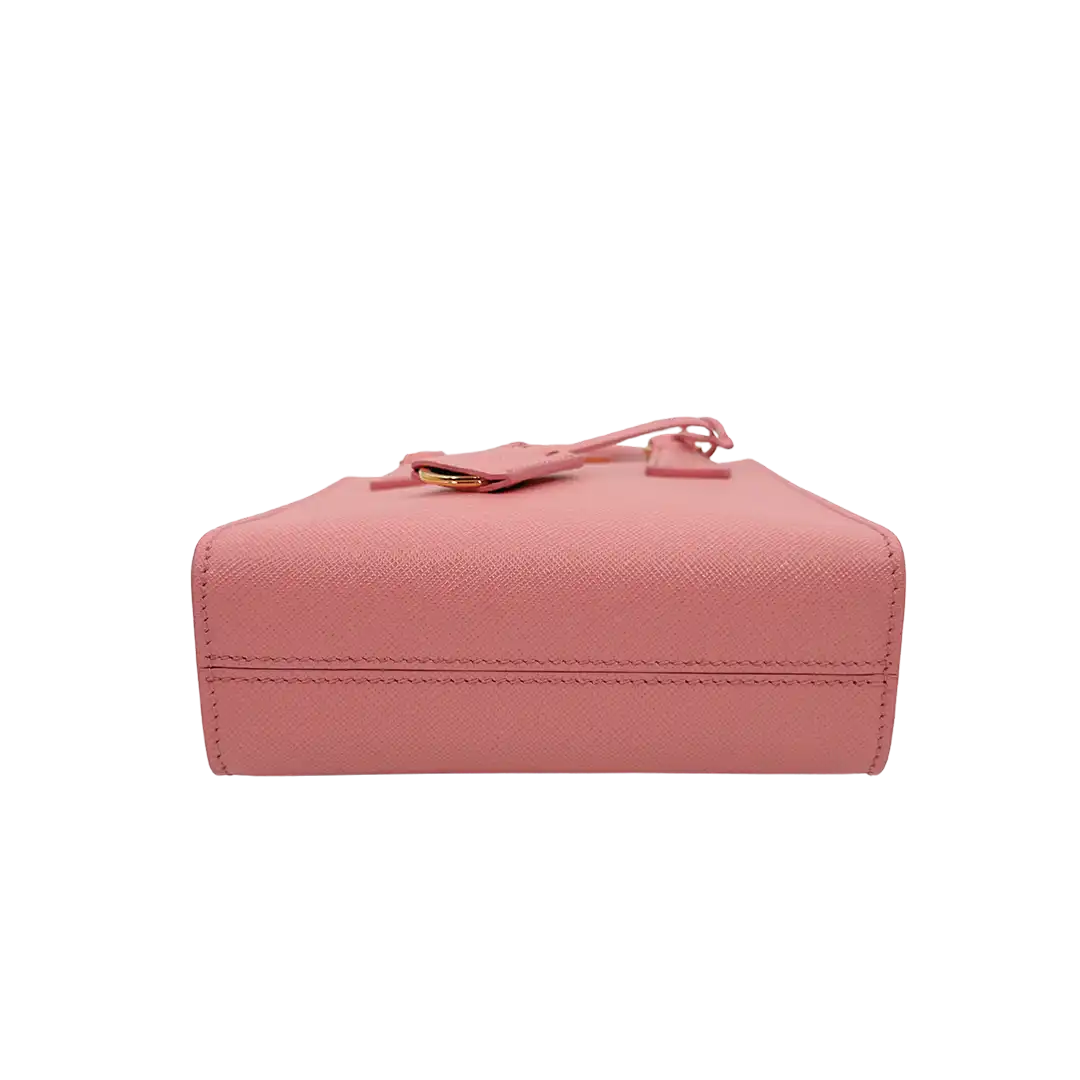 Prada kleine Handtasche mit Logo Saffiano Leder pink Fullset / ungetragen Prada