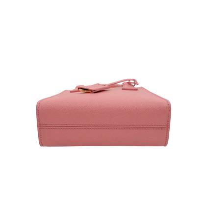 Prada kleine Handtasche mit Logo Saffiano Leder pink Fullset / ungetragen Prada