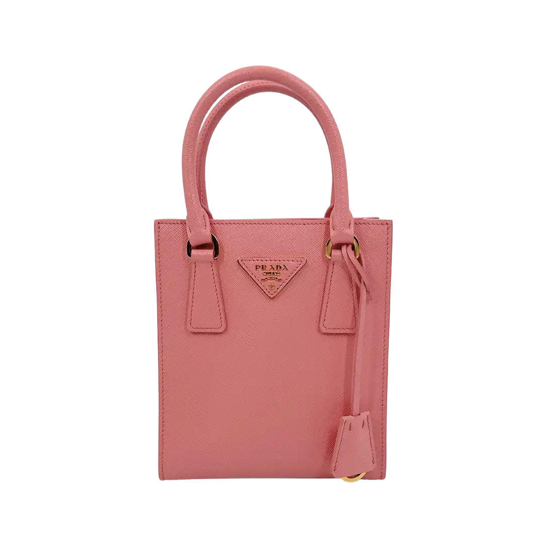 Prada kleine Handtasche mit Logo Saffiano Leder pink Fullset / ungetragen Prada