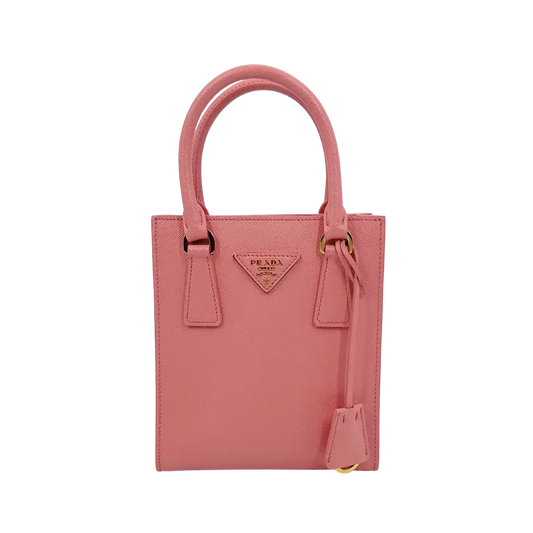 Prada kleine Handtasche mit Logo Saffiano Leder pink Fullset / ungetragen Prada