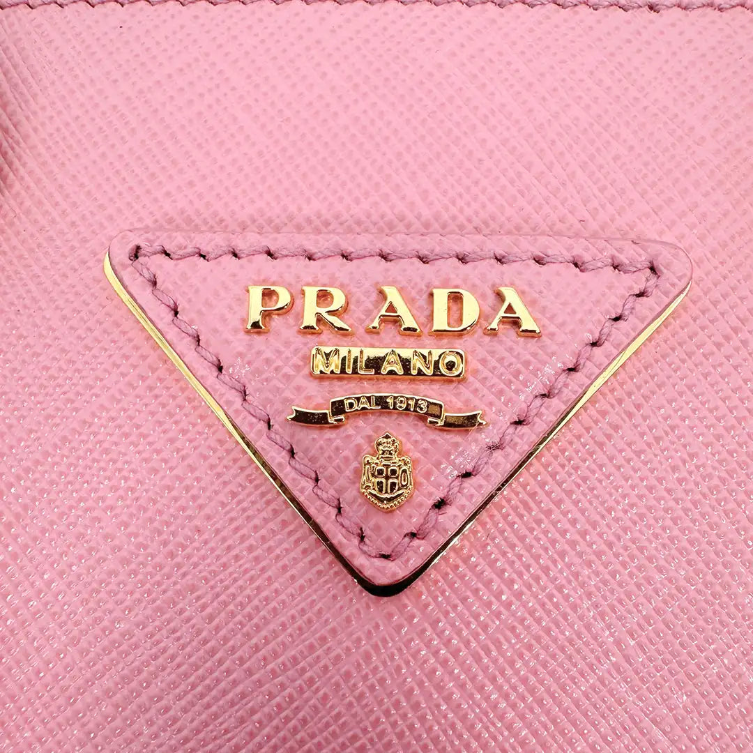 Prada kleine Handtasche mit Logo Saffiano Leder pink Fullset / ungetragen Prada