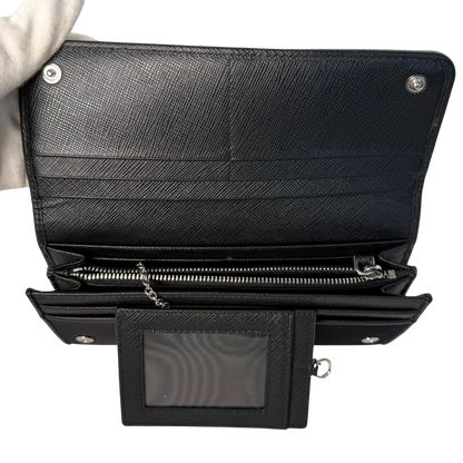 Prada Geldbörse aus Nylon und Saffiano-Leder Schwarz Fullset / sehr gut Prada