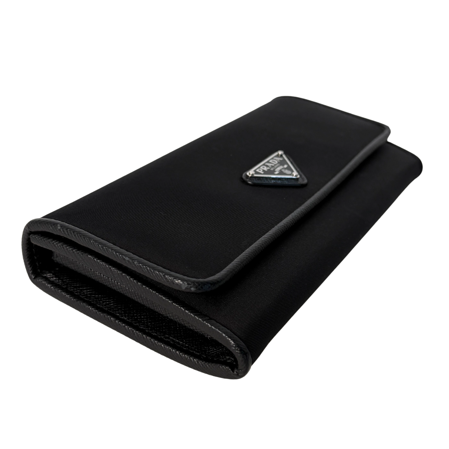 Prada Geldbörse aus Nylon und Saffiano-Leder Schwarz Fullset / sehr gut Prada