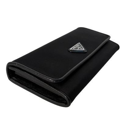 Prada Geldbörse aus Nylon und Saffiano-Leder Schwarz Fullset / sehr gut Prada