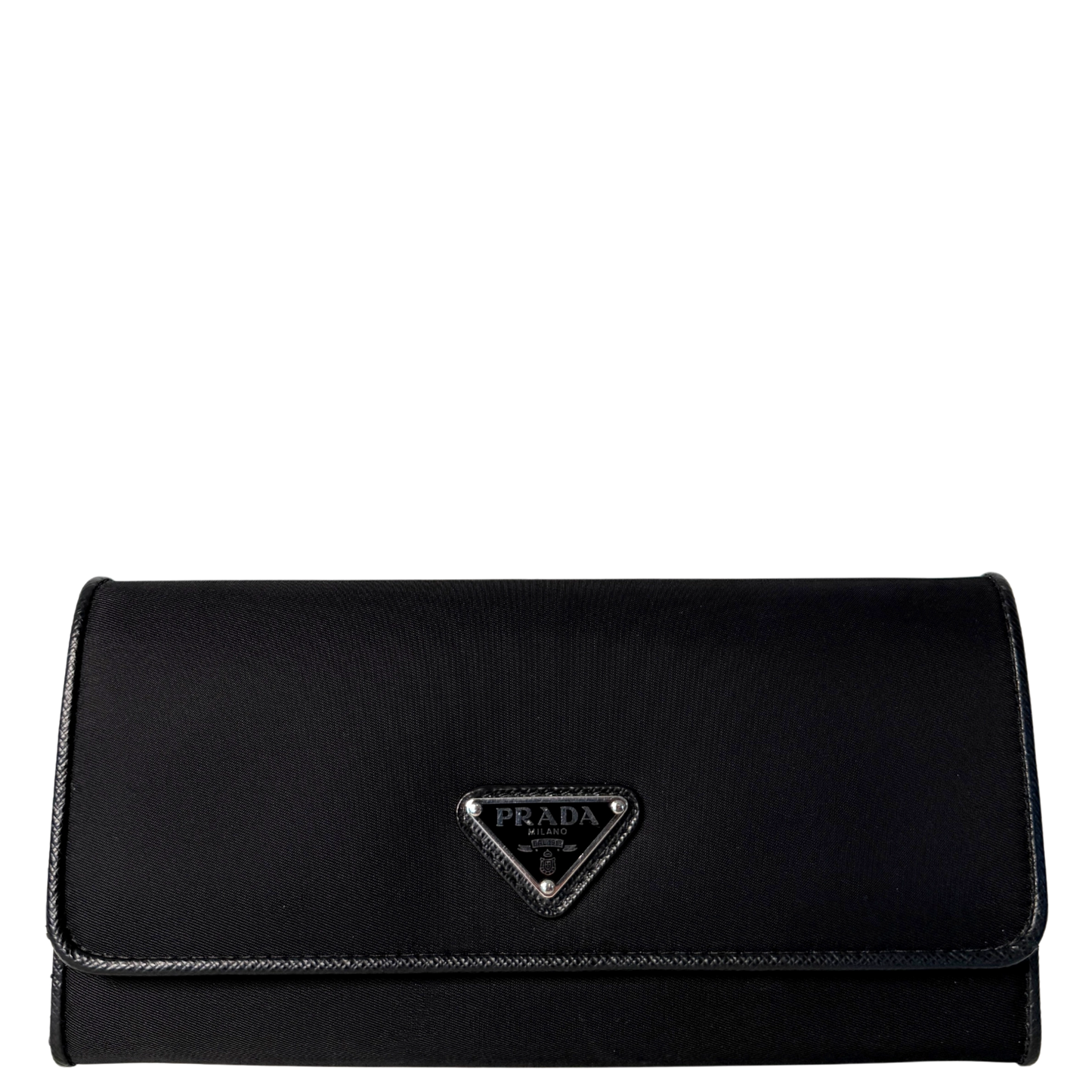 Prada Geldbörse aus Nylon und Saffiano-Leder Schwarz Fullset / sehr gut Prada