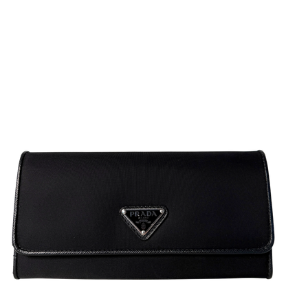 Prada Geldbörse aus Nylon und Saffiano-Leder Schwarz Fullset / sehr gut Prada