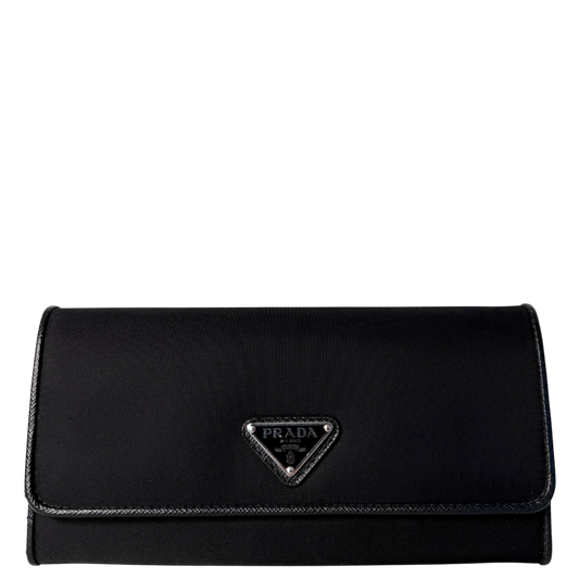 Prada Geldbörse aus Nylon und Saffiano-Leder Schwarz Fullset / sehr gut Prada