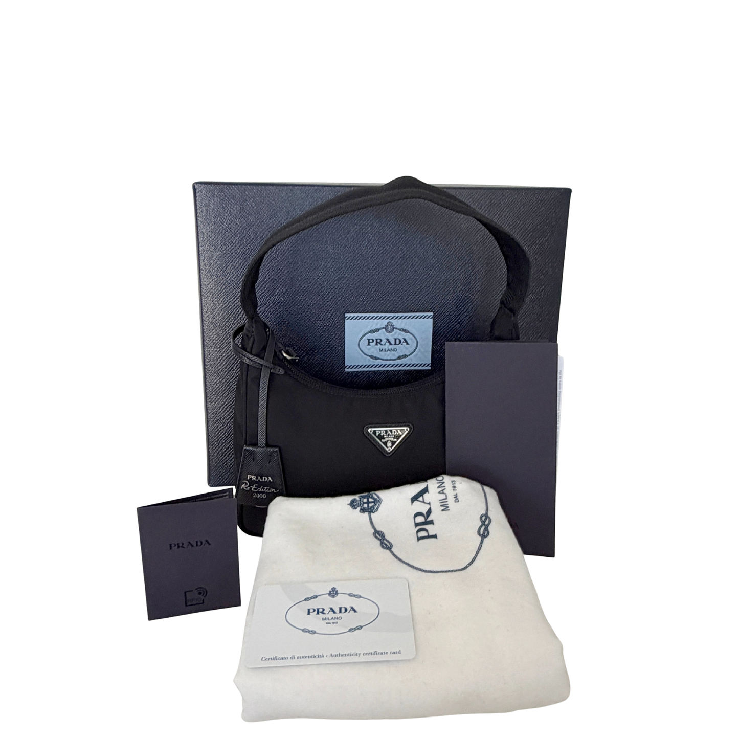 Prada Re-Edition 2000 Mini Bag aus Re-Nylon schwarz Fullset / neuwertig Prada
