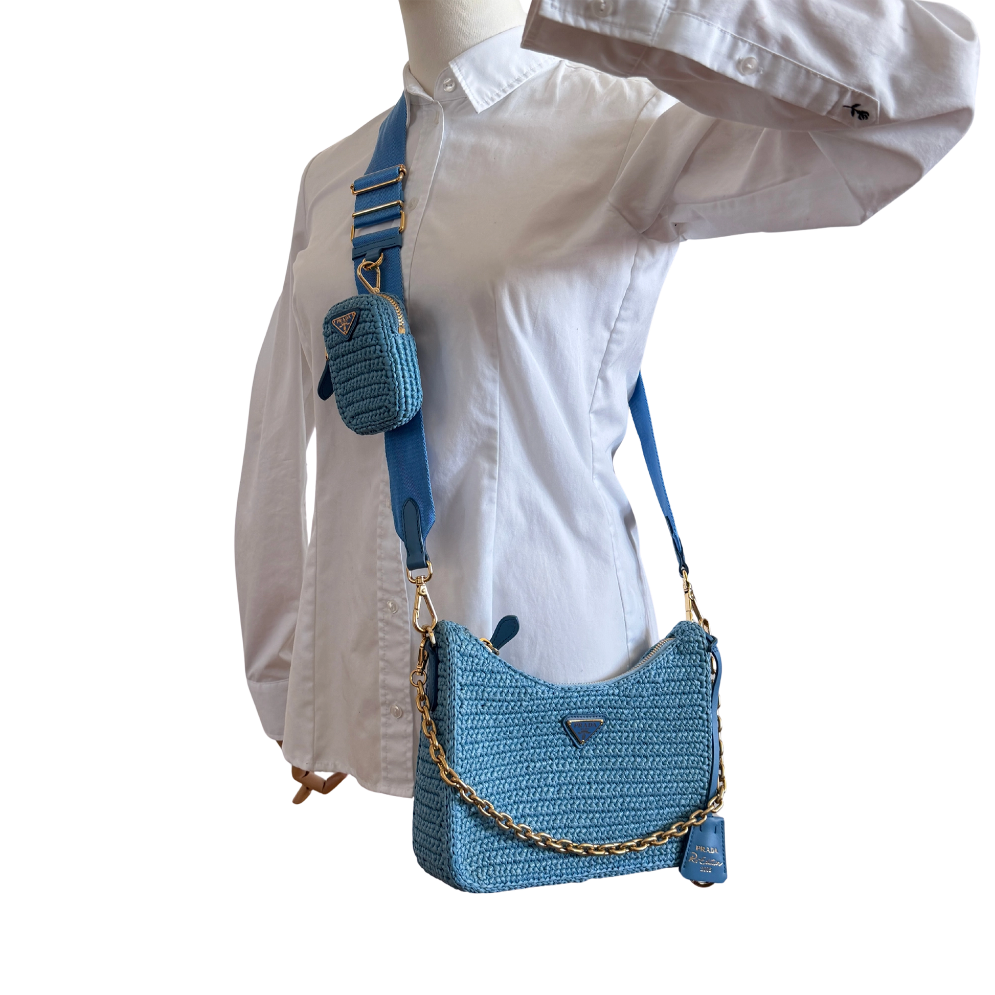 Prada Re-Edition 2005 Raffia hellblau /neuwertig Prada