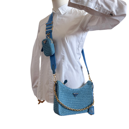 Prada Re-Edition 2005 Raffia hellblau /neuwertig Prada