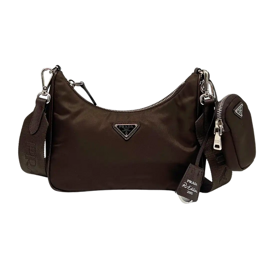 Prada Re-Edition 2005 Schultertasche Nylon dunkelbraun / neuwertig Prada