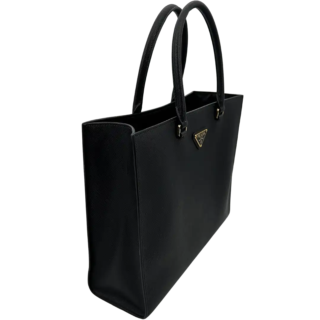 Prada Large Tote Bag Saffiano Leder schwarz / sehr gut Prada