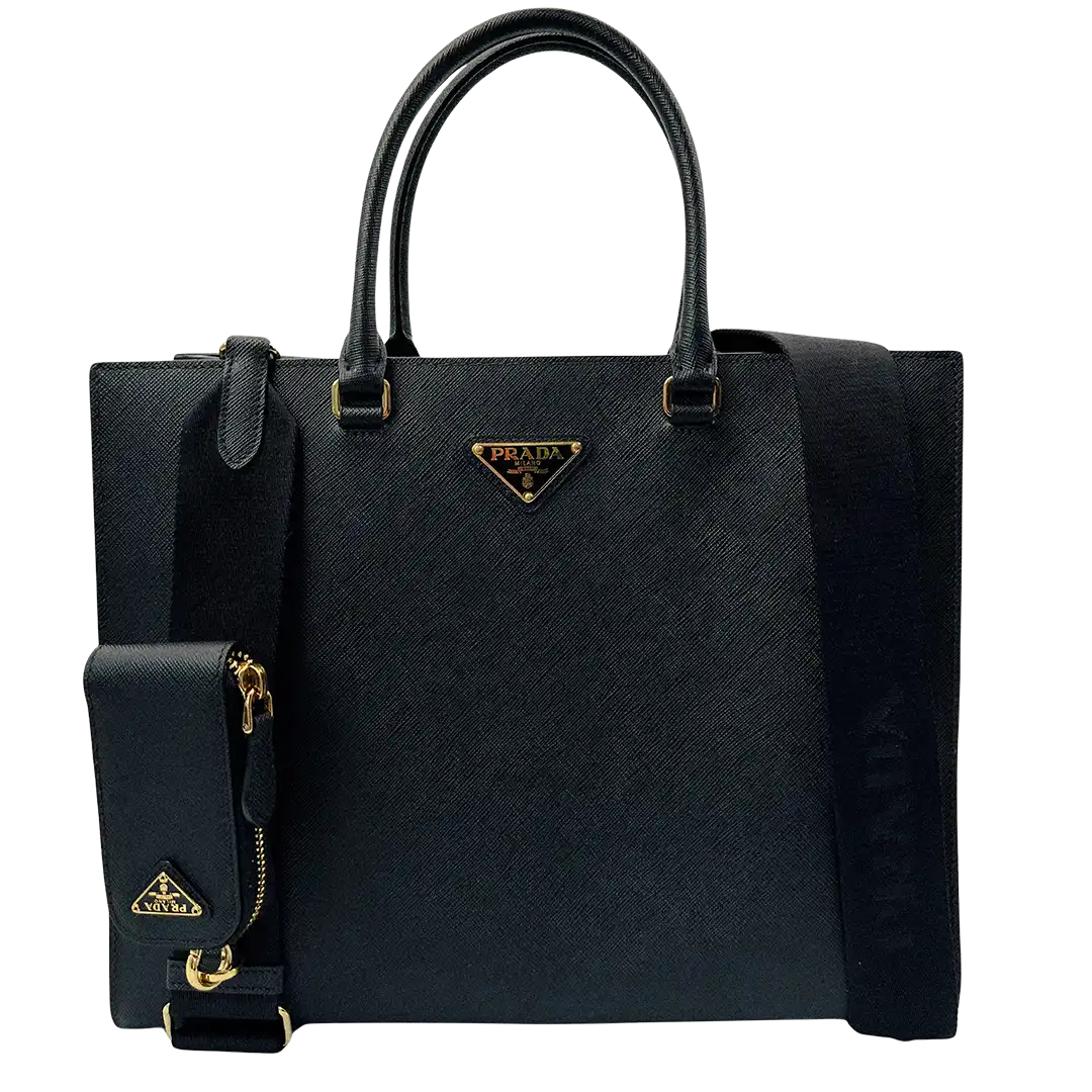 Prada Large Tote Bag Saffiano Leder schwarz / sehr gut Prada