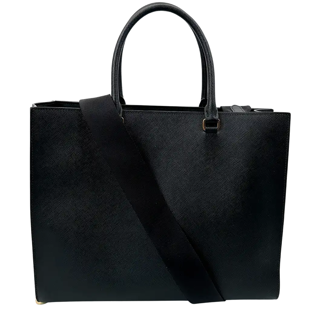 Prada Large Tote Bag Saffiano Leder schwarz / sehr gut Prada