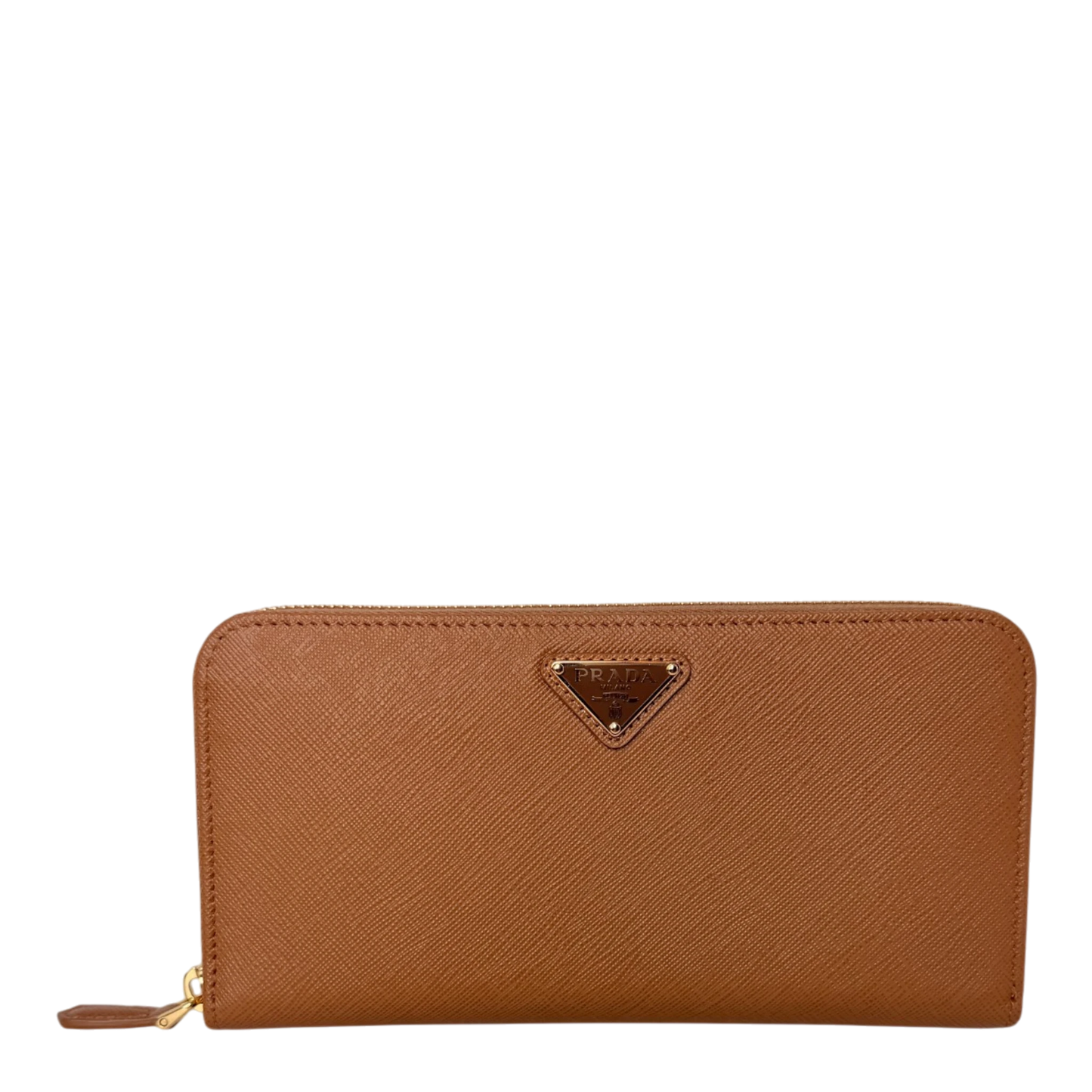 Prada Saffiano Zip Geldbörse Leder Karamell Fullset Prada