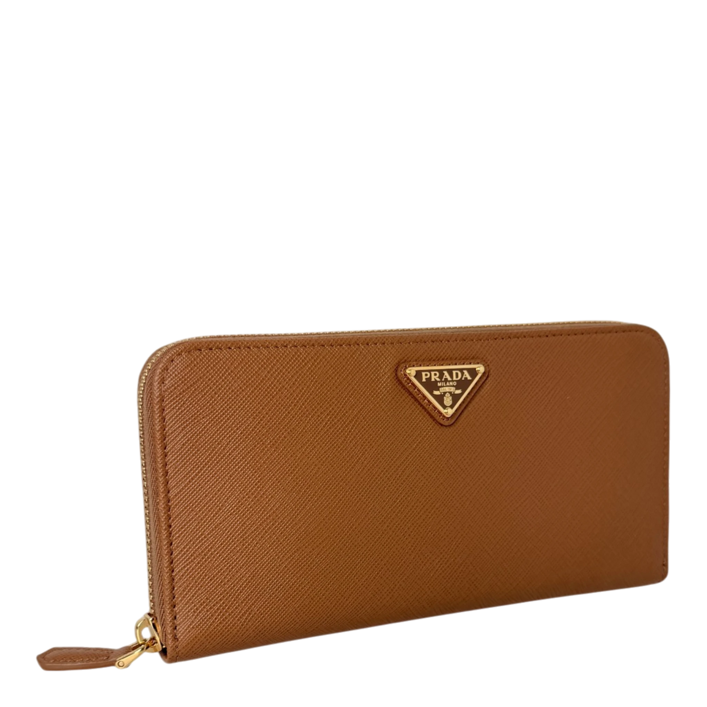 Prada Saffiano Zip Geldbörse Leder Karamell Fullset Prada