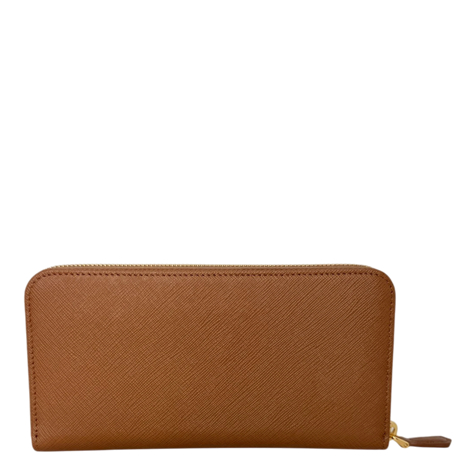 Prada Saffiano Zip Geldbörse Leder Karamell Fullset Prada