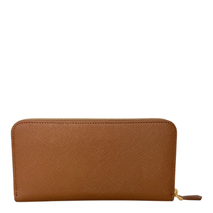 Prada Saffiano Zip Geldbörse Leder Karamell Fullset Prada