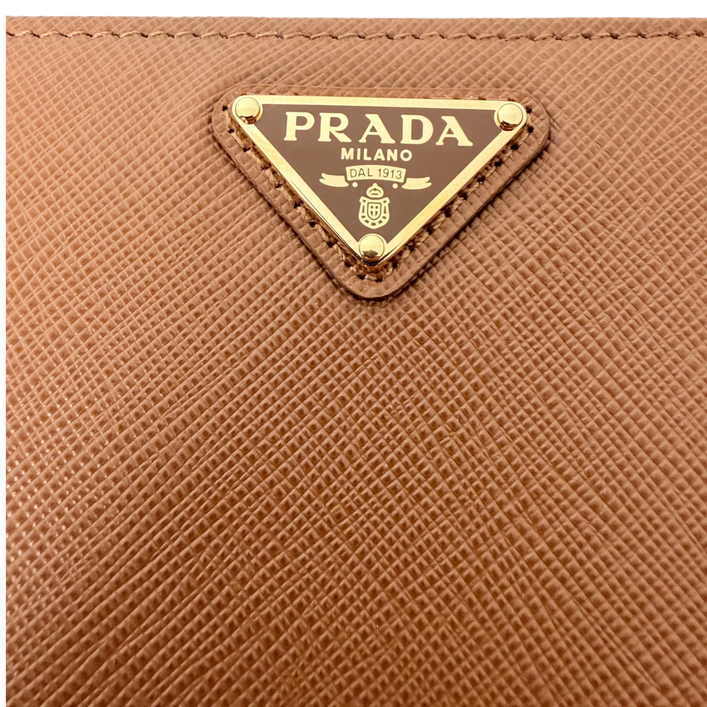 Prada Saffiano Zip Geldbörse Leder Karamell Fullset Prada