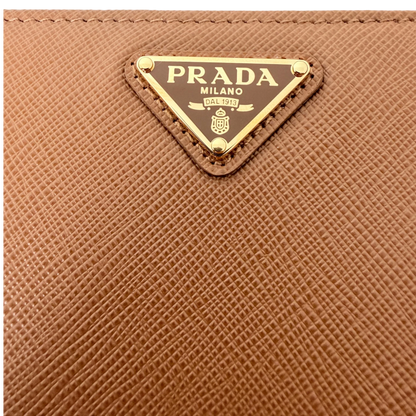 Prada Saffiano Zip Geldbörse Leder Karamell Fullset Prada