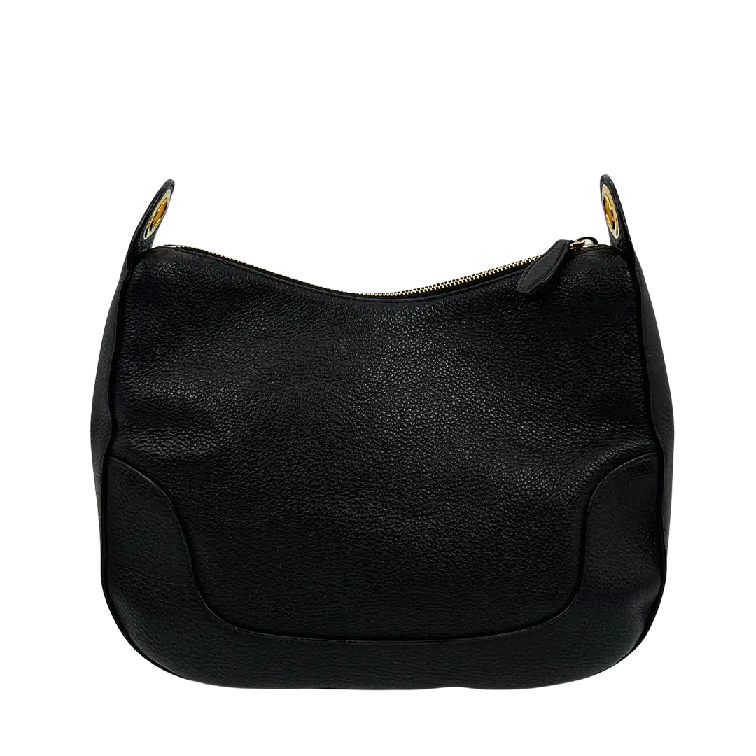 Prada Vitello Daino Zippered Messenger Hobo Bag schwarz / sehr gut Prada