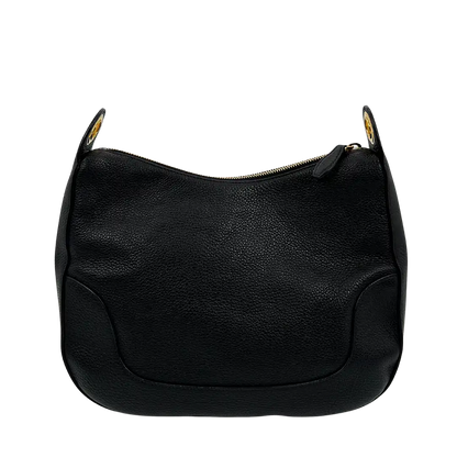Prada Vitello Daino Zippered Messenger Hobo Bag schwarz / sehr gut Prada