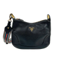 Prada Vitello Daino Zippered Messenger Hobo Bag schwarz / sehr gut Prada