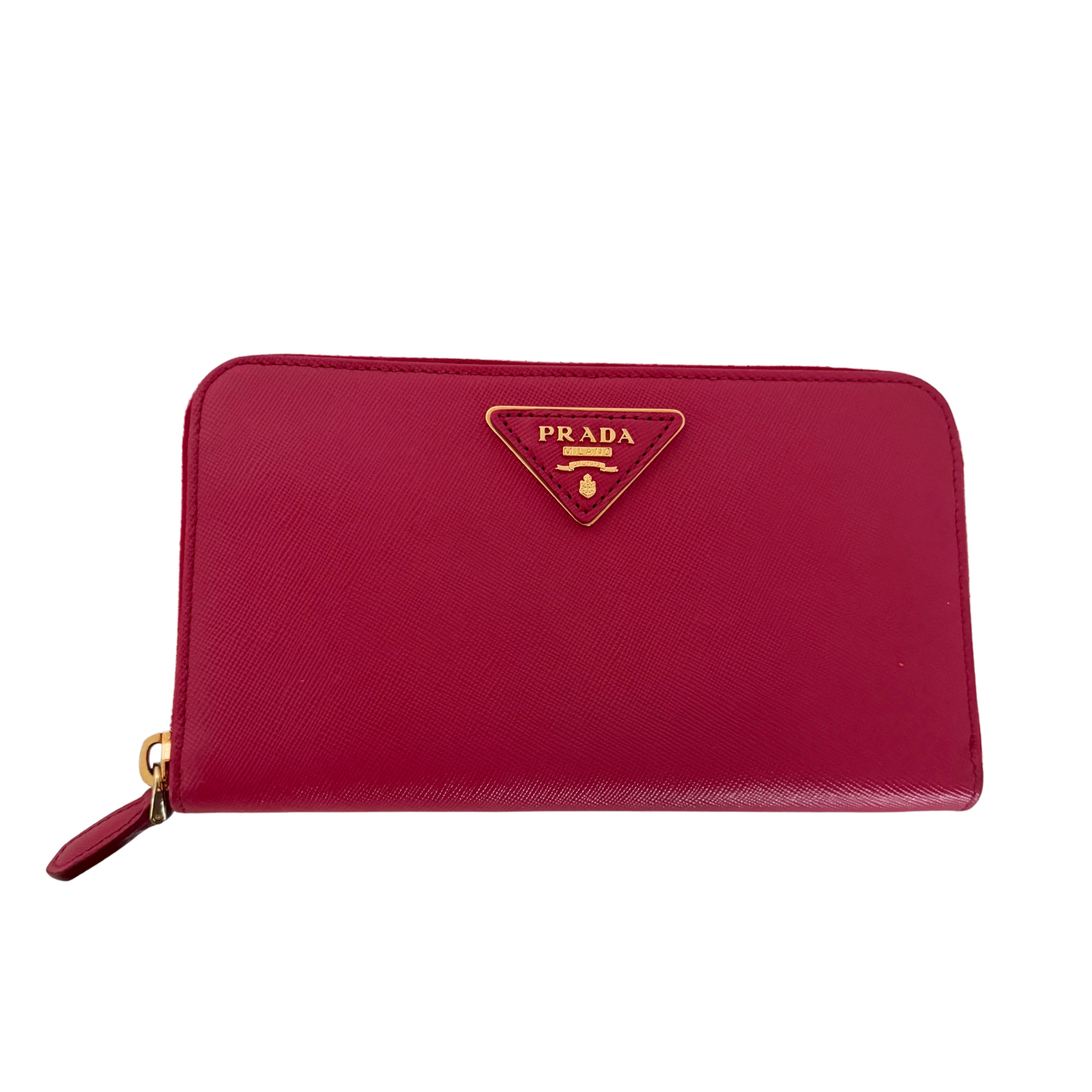 Prada Zippy Geldbörse aus Saffiano Leder Pink / sehr gut Prada