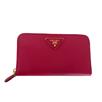 Prada Zippy Geldbörse aus Saffiano Leder Pink / sehr gut Prada