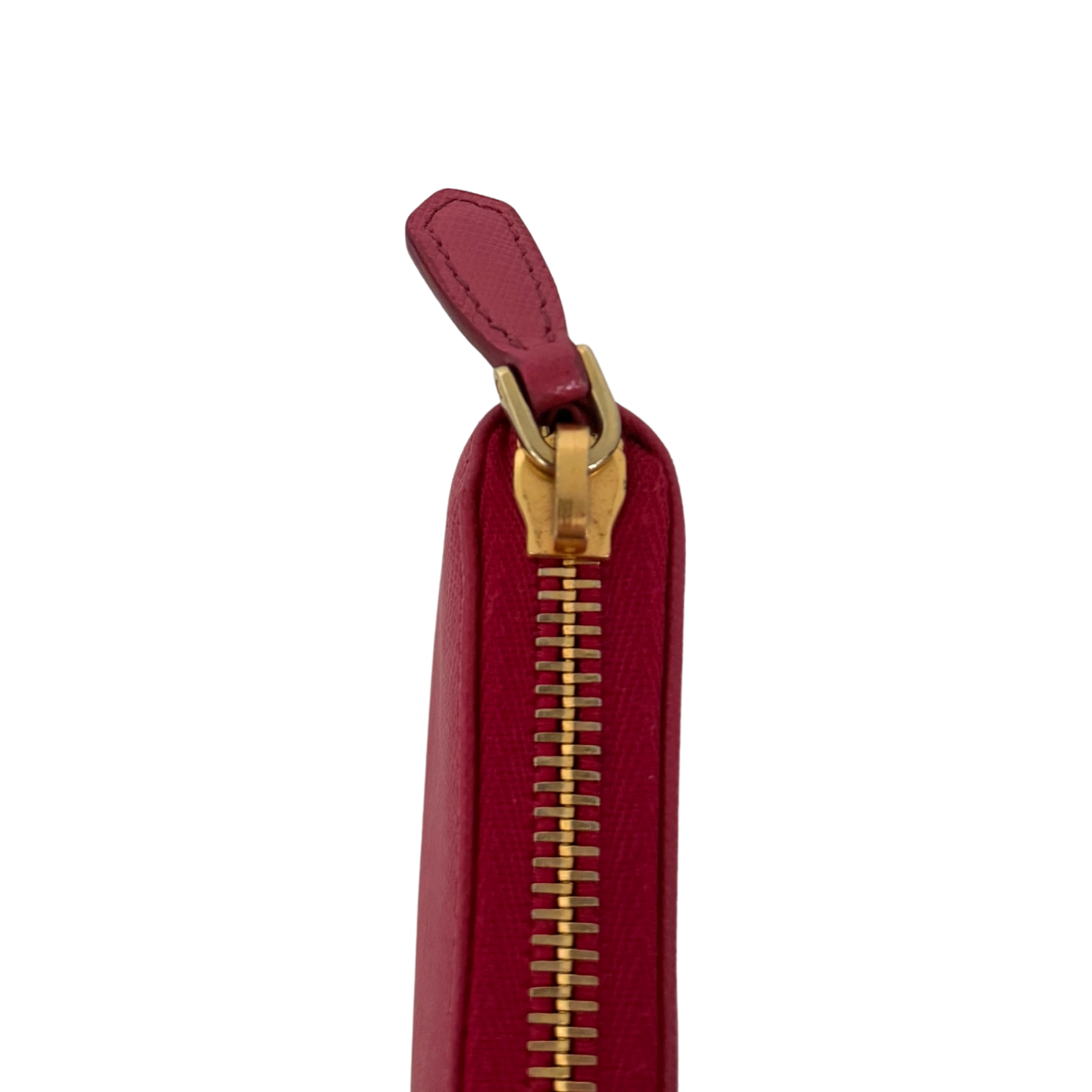 Prada Zippy Geldbörse aus Saffiano Leder Pink / sehr gut Prada