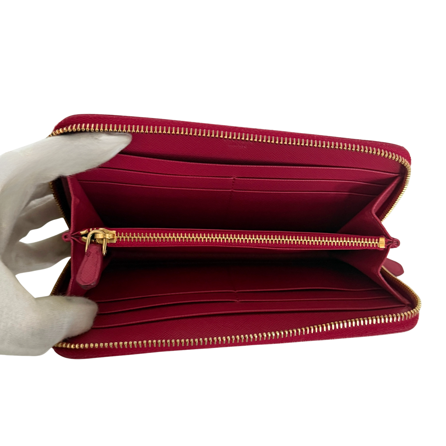 Prada Zippy Geldbörse aus Saffiano Leder Pink / sehr gut Prada