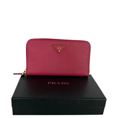 Prada Zippy Geldbörse aus Saffiano Leder Pink / sehr gut Prada