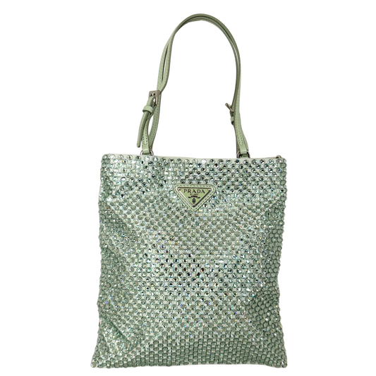 Prada Handtasche aus Satin mit Kristallverzierung Aqua / sehr gut Prada