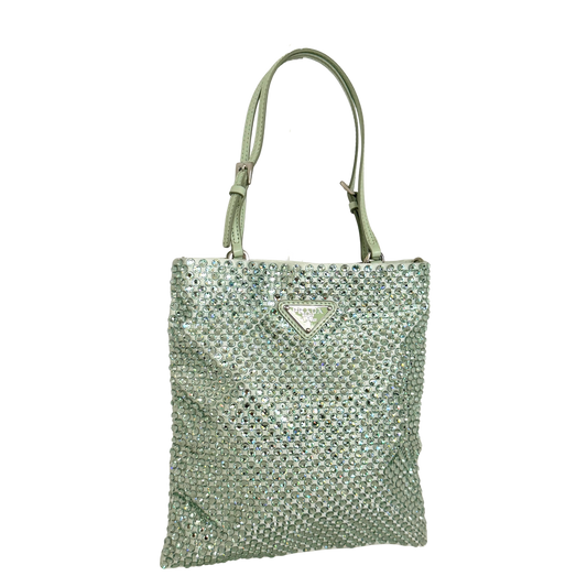 Prada Handtasche aus Satin mit Kristallverzierung Aqua / sehr gut Prada