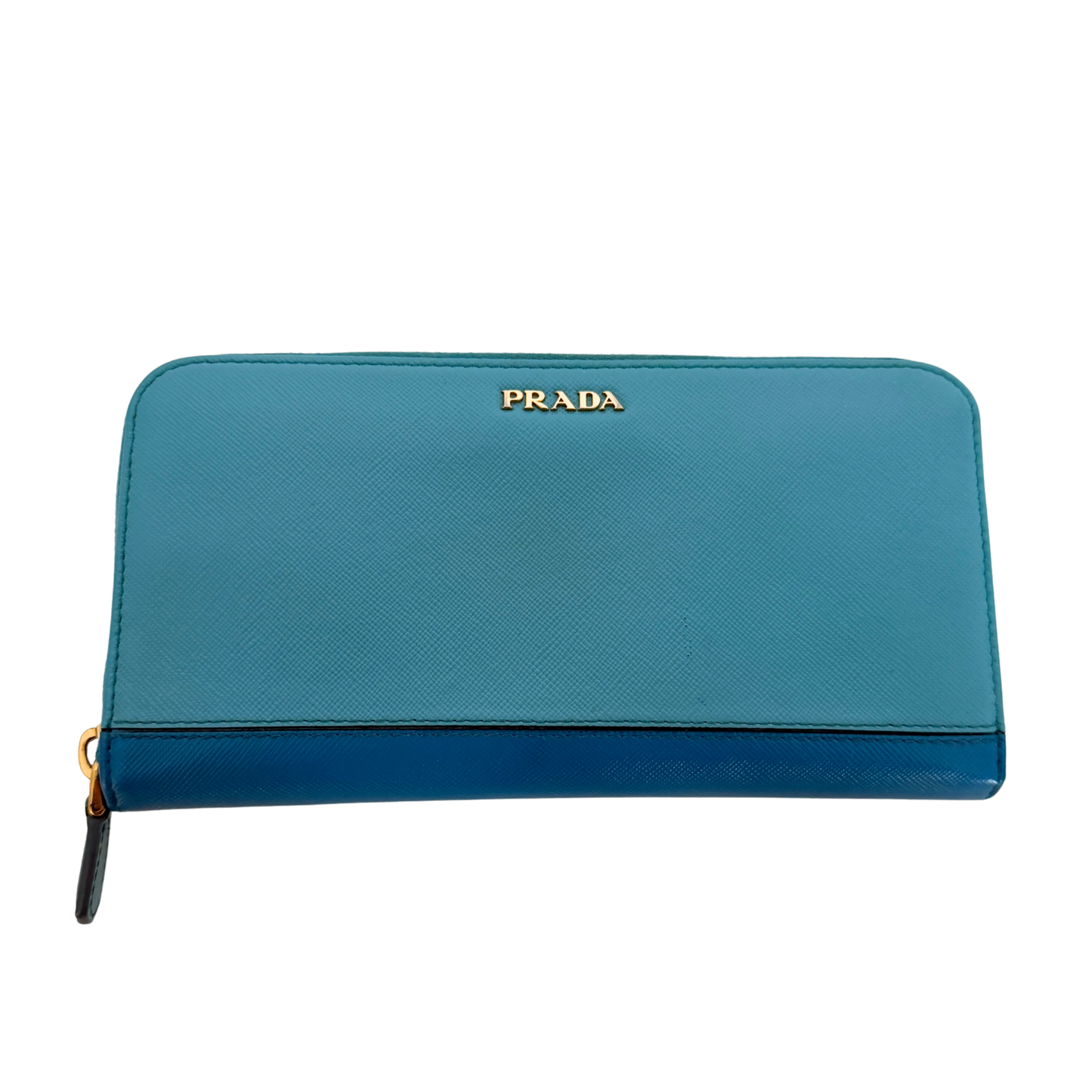 Prada Zippy Geldbörse aus Saffiano Leder Blau / gut Prada