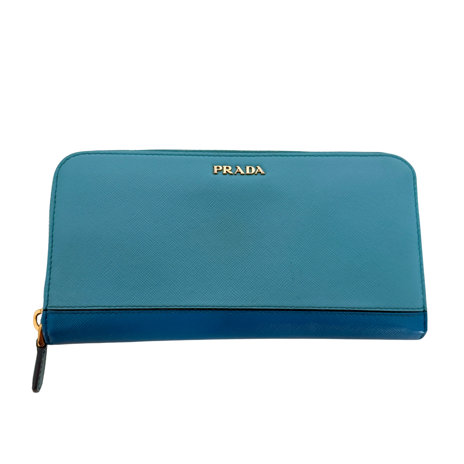Prada Zippy Geldbörse aus Saffiano Leder Blau / gut Prada